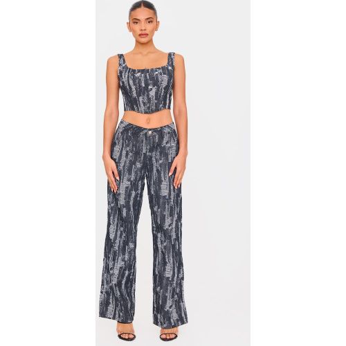 Jean large en jean style jacquard | Taille 38 - PrettyLittleThing - Modalova