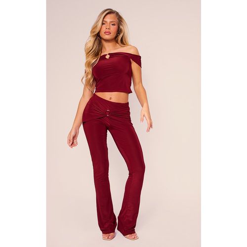 Pantalon flare froncé à détail anneau - PrettyLittleThing - Modalova