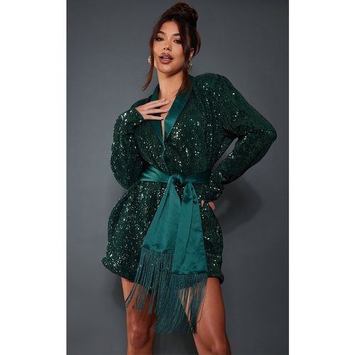 Robe blazer à sequins et détail frange - PrettyLittleThing - Modalova