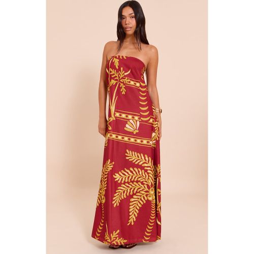 Robe bustier longue tissée imprimé palmiers - PrettyLittleThing - Modalova