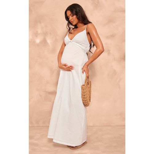 Maternité Robe de grossesse longue blanche texturée à buste torsadé - PrettyLittleThing - Modalova
