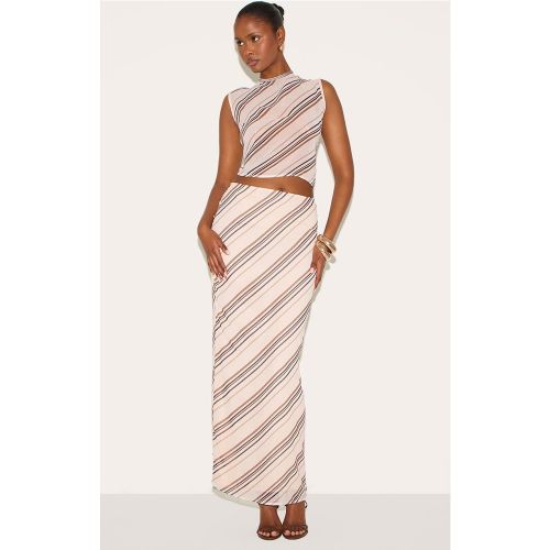 Jupe longue en mousseline de soie transparente à rayures | Taille 32 - PrettyLittleThing - Modalova