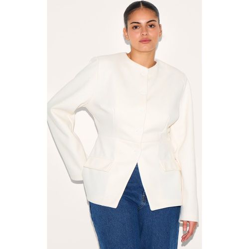 Blazer Long Modèle Grande Taille Boutonné Sans Col - PrettyLittleThing - Modalova