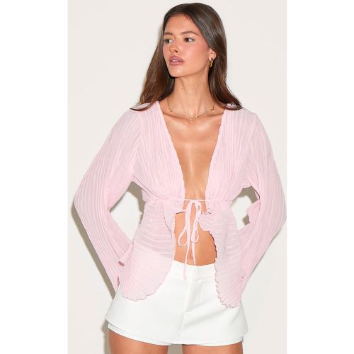 Blouse transparente plissée nouée devant - PrettyLittleThing - Modalova