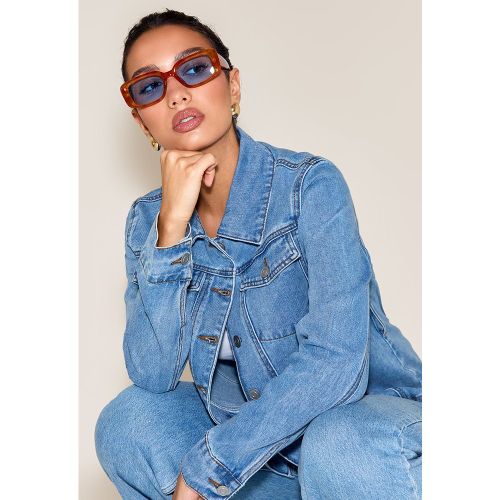 Lunettes de soleil carrées en écailles miel - PrettyLittleThing - Modalova