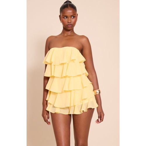 Combishort bustier en mousseline de soie à volants - PrettyLittleThing - Modalova