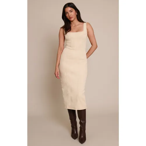 Robe longue moulante en jean à coutures structurantes | Taille 38 - PrettyLittleThing - Modalova