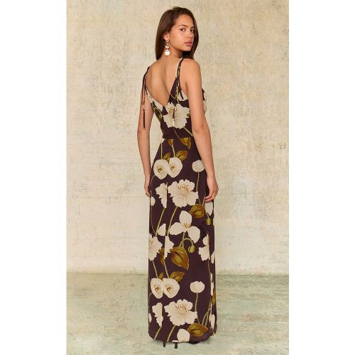 Robe longue en mousseline de soie fleurie à col bénitier - PrettyLittleThing - Modalova