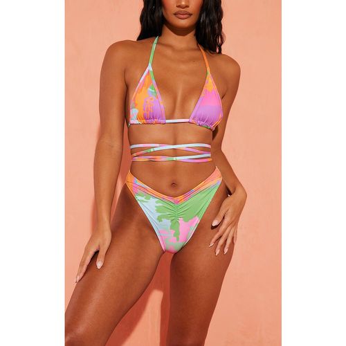 Bas de maillot de bain froncé imprimé abstrait - PrettyLittleThing - Modalova