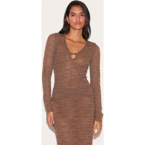 Top en maille style crochet boule transparente à découpe en goutte d'eau perlée et manches longues - PrettyLittleThing - Modalova