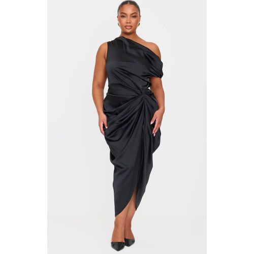 Plus Robe mi-longue satinée drapée à épaule dénudée | Taille 48 - PrettyLittleThing - Modalova