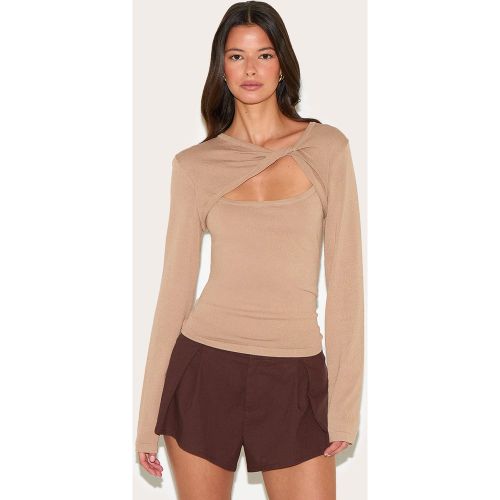 Top en maille fine à col torsadé et manches longues - PrettyLittleThing - Modalova