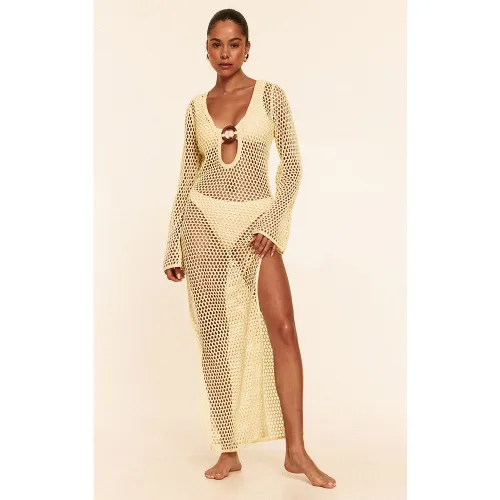 Robe de plage longue en maille style crochet à anneau - PrettyLittleThing - Modalova