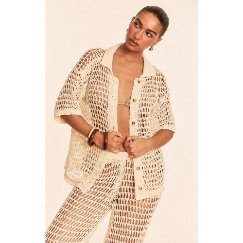 Chemise de plage en maille style crochet à manches courtes - PrettyLittleThing - Modalova
