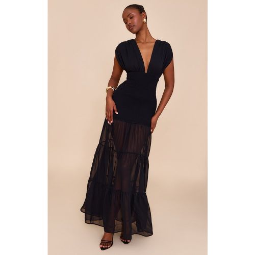 Robe longue en mousseline de soie froncée à étages - PrettyLittleThing - Modalova