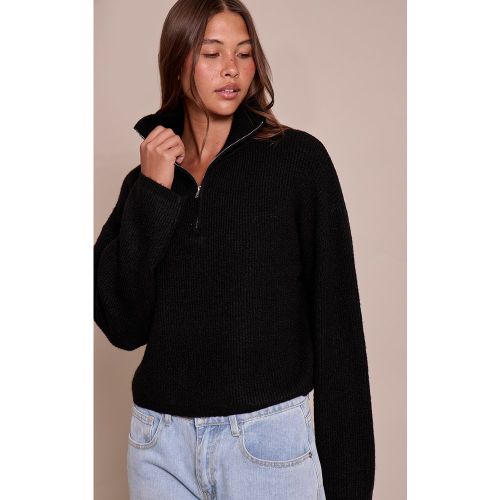 Pull en maille tricot douce à demi-zip | Taille Large - PrettyLittleThing - Modalova