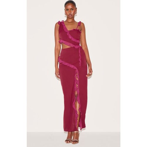 Robe longue en mousseline de soie découpée à volants - PrettyLittleThing - Modalova