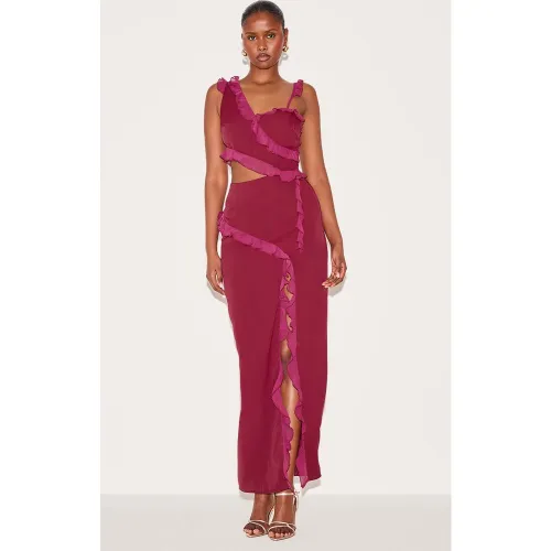 Robe longue en mousseline de soie découpée à volants - PrettyLittleThing - Modalova