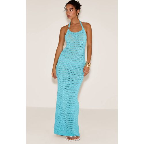 Robe longue en maille style crochet à dos nu et empiècement sur la bretelle | Taille XS - PrettyLittleThing - Modalova