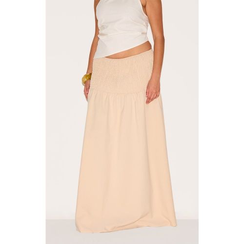 Plus Jupe longue en popeline de coton à taille froncée - PrettyLittleThing - Modalova