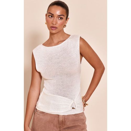 Top en maille filigrane à col bateau et empiècement - PrettyLittleThing - Modalova