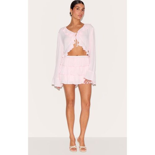 Petite Mini jupe-short en étamine à volants - PrettyLittleThing - Modalova