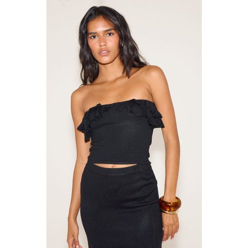 Top bustier en maille fine à volants - PrettyLittleThing - Modalova