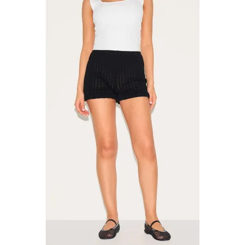 Petite Mini short en maille tricot à volants - PrettyLittleThing - Modalova