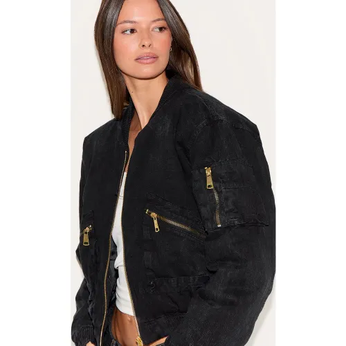 Veste bomber matelassée en maille sergée - PrettyLittleThing - Modalova