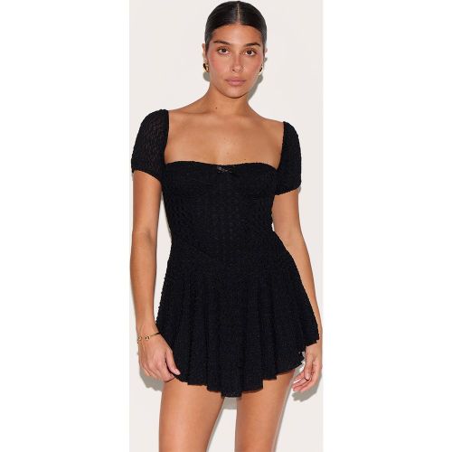 Petite Mini robe texturée à col bardot et manches bouffantes - PrettyLittleThing - Modalova
