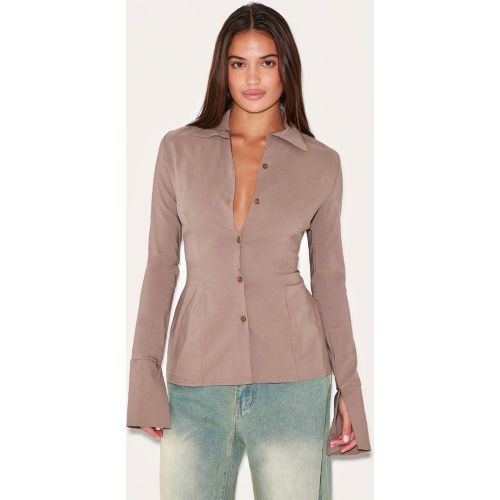 Chemise en bengaline à manches longues et taille cintrée | Taille 38 - PrettyLittleThing - Modalova