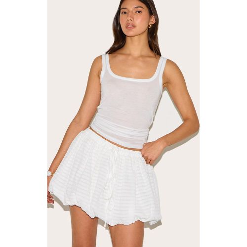 Jupe Mini Bouffante Blanche Texturée à Ceinture Nouée - PrettyLittleThing - Modalova