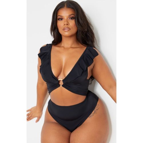 Plus Maillot de bain à ourlet volanté et détail anneau - PrettyLittleThing - Modalova