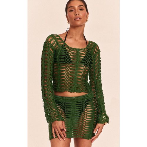 Petite Mini Jupe en Maille Tricot Vert Émeraude - PrettyLittleThing - Modalova
