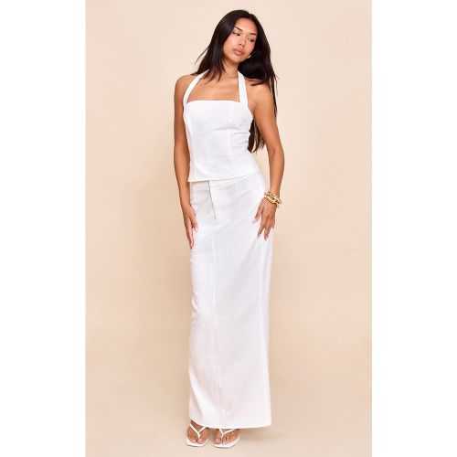 Jupe longue trapèze en lin deluxe - PrettyLittleThing - Modalova