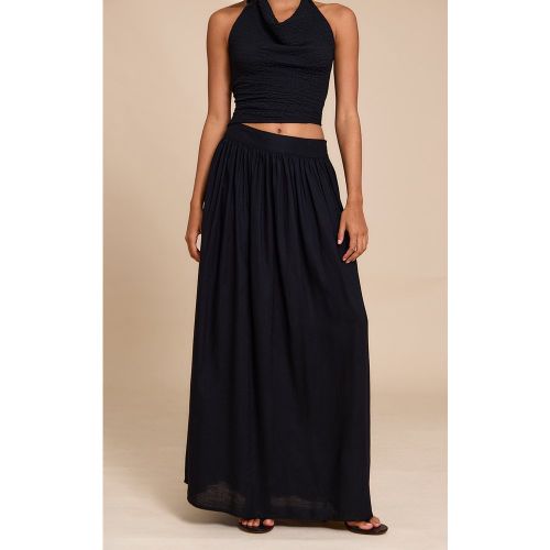 Jupe longue noire plissée, Noir - PrettyLittleThing - Modalova