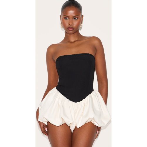 Combishort bustier tissé à ourlet bouffant contrastant - PrettyLittleThing - Modalova