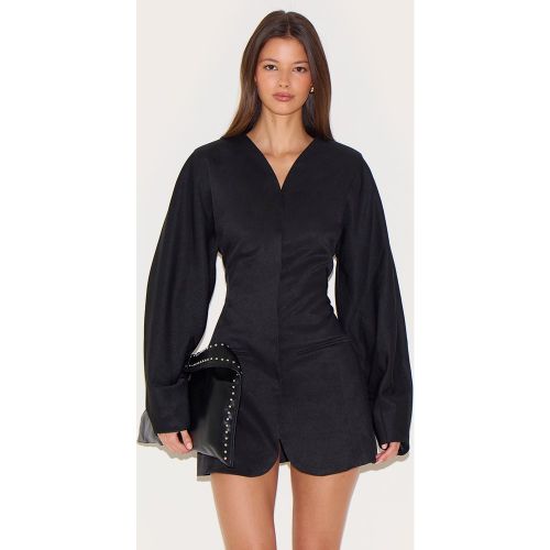 Robe blazer tissée sans col à manches bouffantes - PrettyLittleThing - Modalova