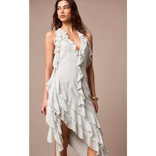 Robe longue en mousseline de soie volantée à décolleté plongeant - PrettyLittleThing - Modalova