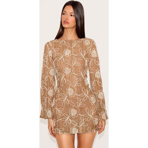 Robe droite texturée fleurie à manches longues - PrettyLittleThing - Modalova