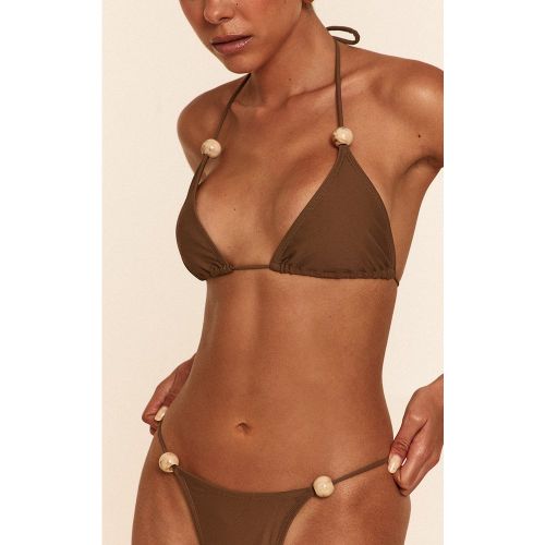 Haut de maillot de bain triangle à empiècements perles - PrettyLittleThing - Modalova