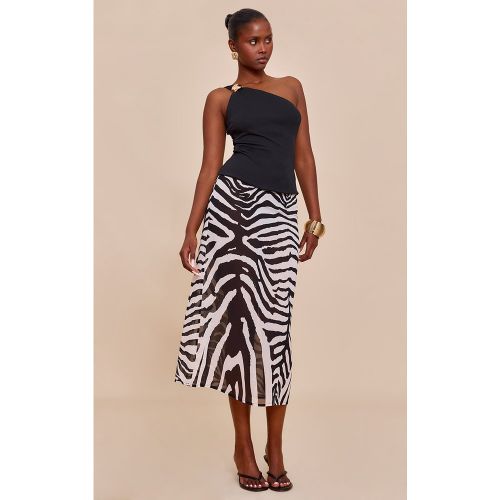 Jupe mi-longue en mousseline de soie transparente imprimé - PrettyLittleThing - Modalova