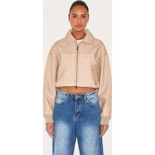 Bomber court en PU effet délavé - PrettyLittleThing - Modalova