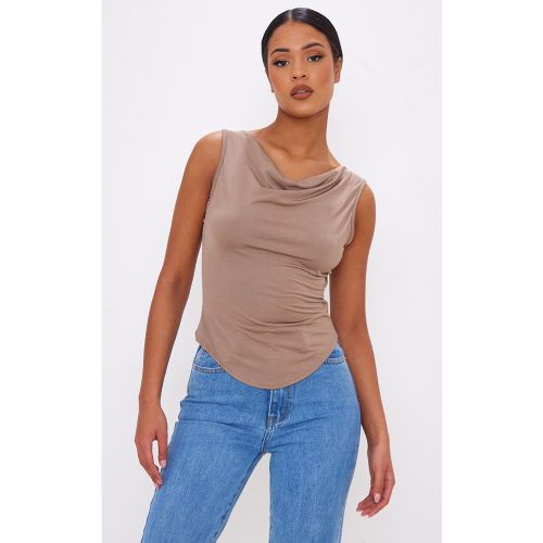 Tall Top froncé taupe, Taupe - PrettyLittleThing - Modalova