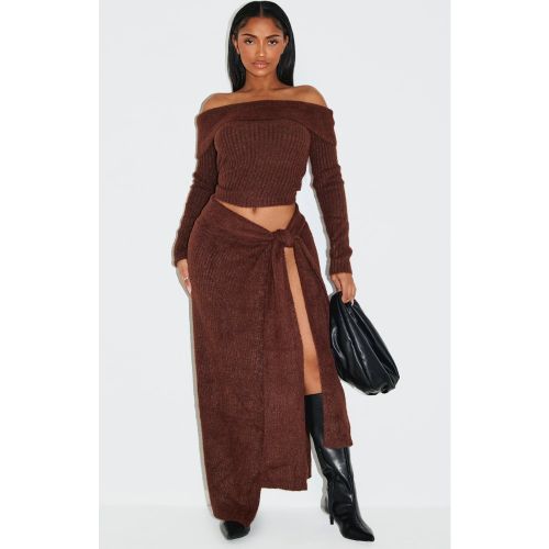 Shape Jupe longue en maille tricot côtelée à détail nœud | Taille 40 - PrettyLittleThing - Modalova