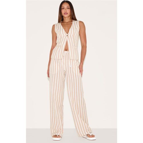 Tall Pantalon large en effet lin à rayures et cordons ajustables - PrettyLittleThing - Modalova