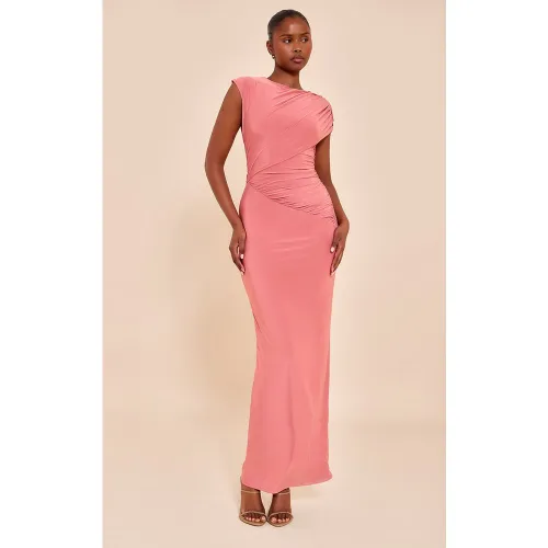 Robe longue moulante doublée à épaule drapée - PrettyLittleThing - Modalova