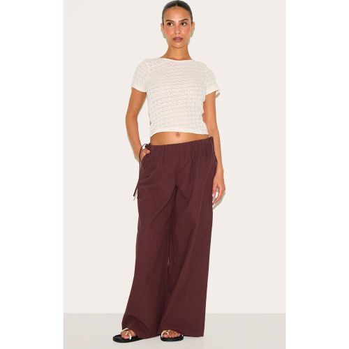 Petite Pantalon large en effet lin noué sur les côtés - PrettyLittleThing - Modalova