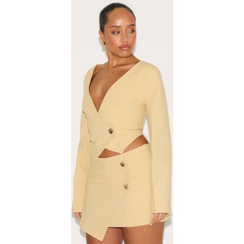 Shape Blazer asymétrique en effet lin à boutons martelés - PrettyLittleThing - Modalova