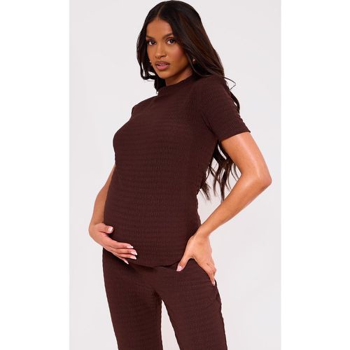 Maternité T-shirt de grossesse chocolat texturé à manches courtes - PrettyLittleThing - Modalova